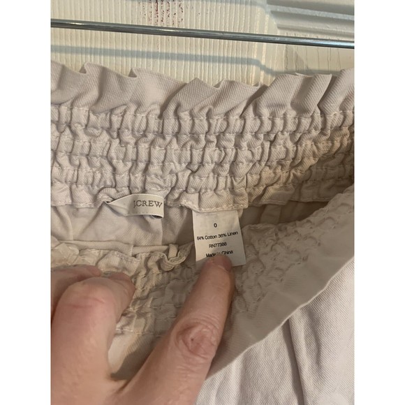 J.Crew Women's Beige Elastic Waist Lined 100% Cotton linen Mini Skirt Size 0 - Picture 3 of 10